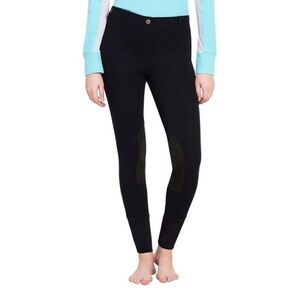 TuffRider Ladies Starter Lowrise Black Pull-On Knee Patch Breeches